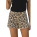 Leopard Mid Waist Frayed Hemline Denim Shorts Leopard Mid Waist Frayed Hemline Denim Shorts