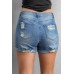 Folded Hem Ripped High Waist Denim Shorts Folded Hem Ripped High Waist Denim Shorts