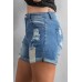Folded Hem Ripped High Waist Denim Shorts Folded Hem Ripped High Waist Denim Shorts