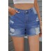 Folded Hem Ripped High Waist Denim Shorts Folded Hem Ripped High Waist Denim Shorts