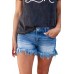 Fringe Hem High Rise Denim Shorts Fringe Hem High Rise Denim Shorts