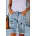 Mid-rise Ripped Camo Patches Denim Bermuda Shorts Mid-rise Ripped Camo Patches Denim Bermuda Shorts