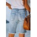 Mid-rise Ripped Camo Patches Denim Bermuda Shorts Mid-rise Ripped Camo Patches Denim Bermuda Shorts