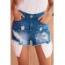 Blue Distressed Pocket Denim Shorts Blue Distressed Pocket Denim Shorts