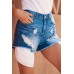 Blue Distressed Pocket Denim Shorts Blue Distressed Pocket Denim Shorts