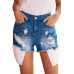 Blue Distressed Pocket Denim Shorts Blue Distressed Pocket Denim Shorts