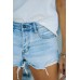 Sky Blue High Waist Distressed Washed Denim Shorts Sky Blue High Waist Distressed Washed Denim Shorts