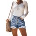 Black Floral Splicing Button Fly Distressed Denim Shorts Black Floral Splicing Button Fly Distressed Denim Shorts