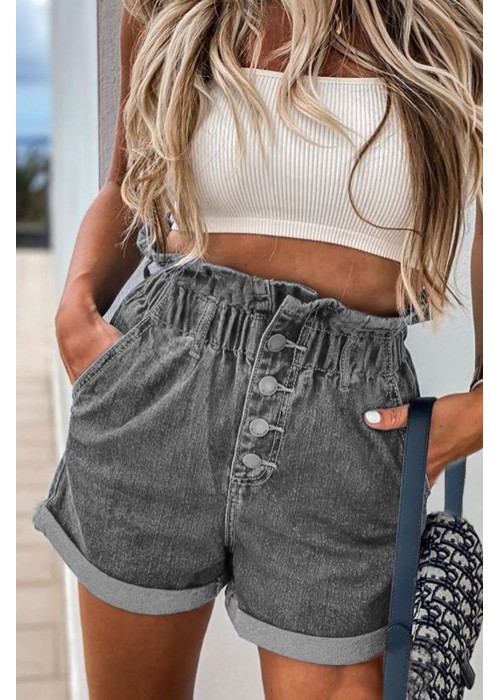 Gray  High Waist Denim Shorts Gray  High Waist Denim Shorts