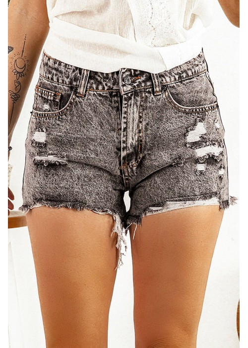 Black Washed Ripped Denim Shorts Black Washed Ripped Denim Shorts