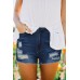 Blue Ripped Denim Shorts with Pockets Blue Ripped Denim Shorts with Pockets