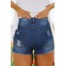 Blue Ripped Denim Shorts with Pockets Blue Ripped Denim Shorts with Pockets