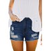Blue Ripped Denim Shorts with Pockets Blue Ripped Denim Shorts with Pockets