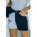Black Distressed Colorblock Jean Shorts Black Distressed Colorblock Jean Shorts