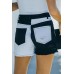Black Distressed Colorblock Jean Shorts Black Distressed Colorblock Jean Shorts