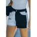 Black Distressed Colorblock Jean Shorts Black Distressed Colorblock Jean Shorts