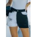 Black Distressed Colorblock Jean Shorts Black Distressed Colorblock Jean Shorts