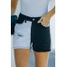 Black Distressed Colorblock Jean Shorts Black Distressed Colorblock Jean Shorts