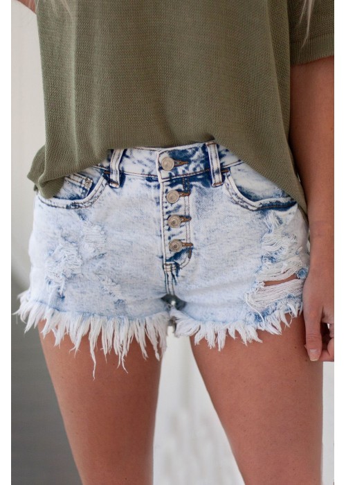 Sky Blue High Rise Acid Wash Jean Shorts Sky Blue High Rise Acid Wash Jean Shorts