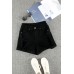 Black Rolled-up High Waist Distressed Denim Shorts Black Rolled-up High Waist Distressed Denim Shorts