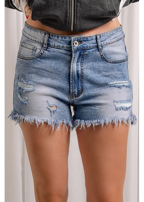Frayed Hem Ripped Denim Shorts Frayed Hem Ripped Denim Shorts