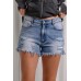 Frayed Hem Ripped Denim Shorts Frayed Hem Ripped Denim Shorts