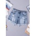 Frayed Hem Ripped Denim Shorts Frayed Hem Ripped Denim Shorts