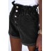 Black Ruffled High Waist Buttoned Denim Shorts Black Ruffled High Waist Buttoned Denim Shorts
