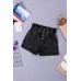 Black Ruffled High Waist Buttoned Denim Shorts Black Ruffled High Waist Buttoned Denim Shorts