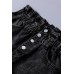Black Ruffled High Waist Buttoned Denim Shorts Black Ruffled High Waist Buttoned Denim Shorts