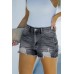 Black Blue Distressed Frayed Denim Shorts Black Blue Distressed Frayed Denim Shorts