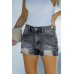 Black Blue Distressed Frayed Denim Shorts Black Blue Distressed Frayed Denim Shorts