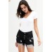 Black Hot Mama High Rise Distressed Denim Shorts Black Hot Mama High Rise Distressed Denim Shorts