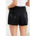 Black Hot Mama High Rise Distressed Denim Shorts Black Hot Mama High Rise Distressed Denim Shorts