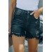 Black High Waist Frayed Denim Shorts Black High Waist Frayed Denim Shorts
