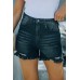 Black High Waist Frayed Denim Shorts Black High Waist Frayed Denim Shorts