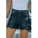 Black High Waist Frayed Denim Shorts Black High Waist Frayed Denim Shorts