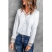 Lace Splicing Button V Neck Long Sleeve Top Lace Splicing Button V Neck Long Sleeve Top