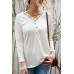 Lace Splicing Button V Neck Long Sleeve Top Lace Splicing Button V Neck Long Sleeve Top