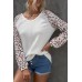 Leopard Raglan Sleeve Knitted V Neck Blouse Leopard Raglan Sleeve Knitted V Neck Blouse