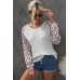 Leopard Raglan Sleeve Knitted V Neck Blouse Leopard Raglan Sleeve Knitted V Neck Blouse