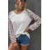 Leopard Raglan Sleeve Knitted V Neck Blouse Leopard Raglan Sleeve Knitted V Neck Blouse