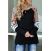 Black Striped Floral Long Sleeve Top Black Striped Floral Long Sleeve Top