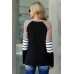 Black Striped Floral Long Sleeve Top Black Striped Floral Long Sleeve Top