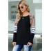 Black Striped Floral Long Sleeve Top Black Striped Floral Long Sleeve Top