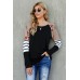 Black Striped Floral Long Sleeve Top Black Striped Floral Long Sleeve Top