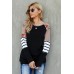 Black Striped Floral Long Sleeve Top Black Striped Floral Long Sleeve Top