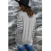 Striped Leopard Block Splicing Long Sleeve Top Striped Leopard Block Splicing Long Sleeve Top