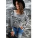 Striped Leopard Block Splicing Long Sleeve Top Striped Leopard Block Splicing Long Sleeve Top