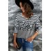 Striped Leopard Block Splicing Long Sleeve Top Striped Leopard Block Splicing Long Sleeve Top